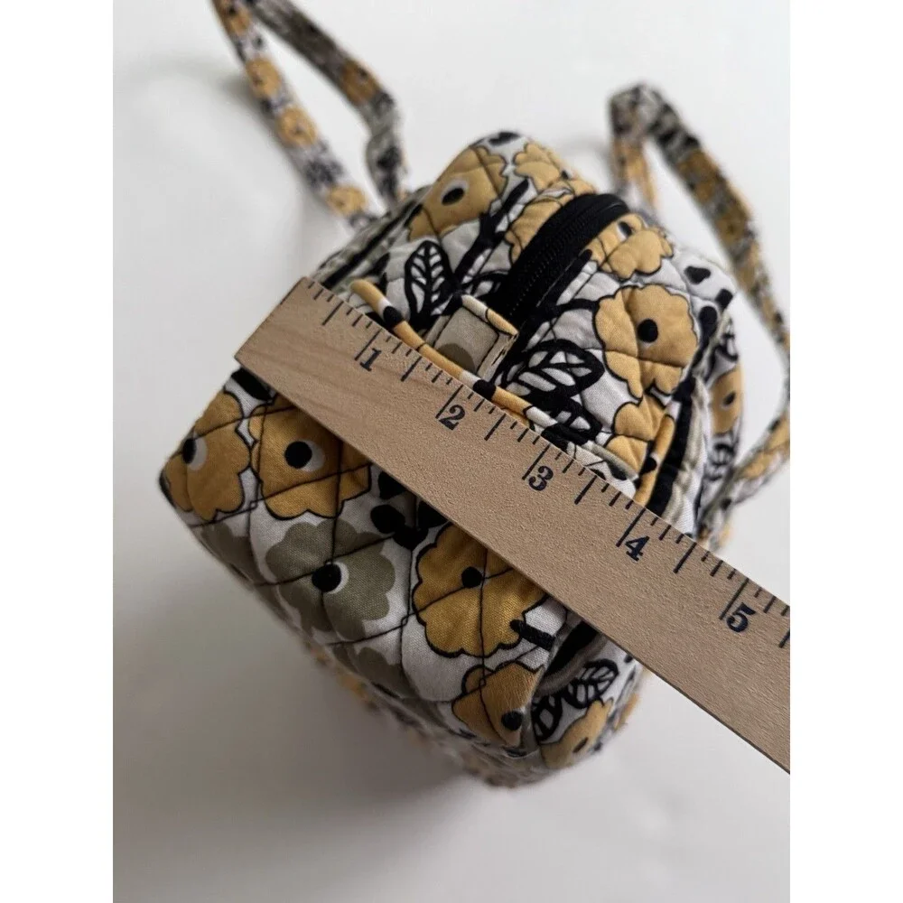Vera Bradley Black Go wild Yellow Floral Small Quilted Duffle Bag Boho